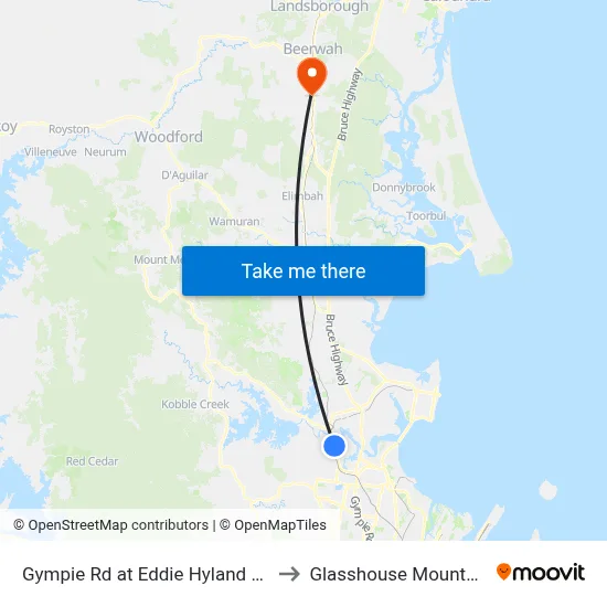 Gympie Rd at Eddie Hyland Park to Glasshouse Mountains map