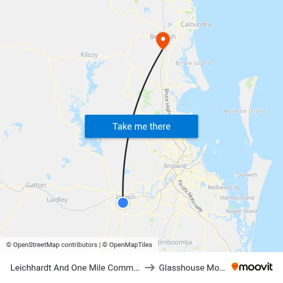 Leichhardt And One Mile Community Centre to Glasshouse Mountains map