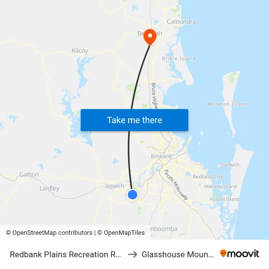 Redbank Plains Recreation Reserve to Glasshouse Mountains map
