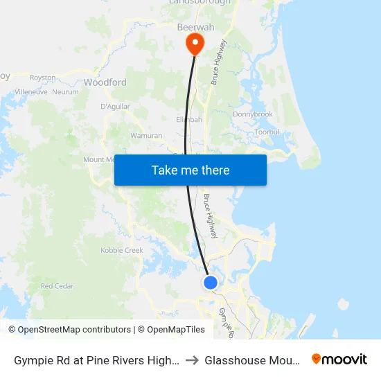 Gympie Rd at Pine Rivers High School to Glasshouse Mountains map