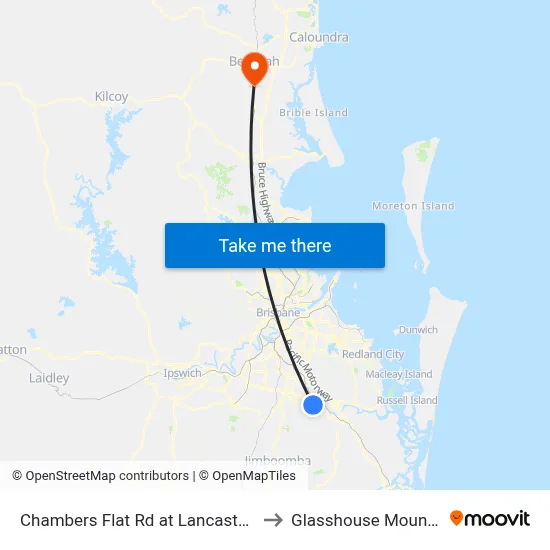 Chambers Flat Rd at Lancaster Park to Glasshouse Mountains map