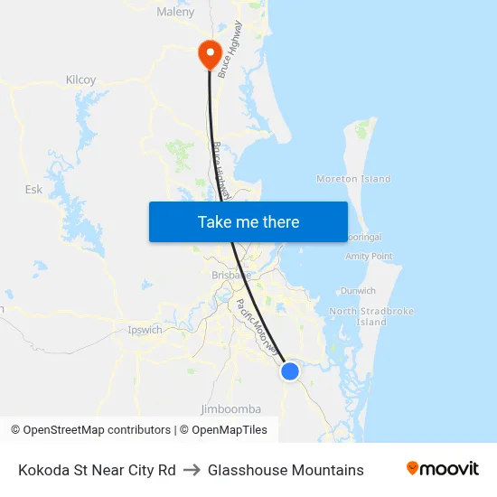 Kokoda St Near City Rd to Glasshouse Mountains map