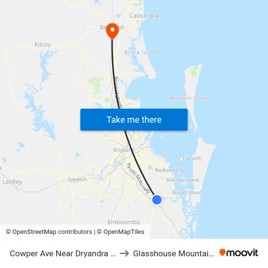 Cowper Ave Near Dryandra Dr to Glasshouse Mountains map