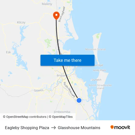Eagleby Shopping Plaza to Glasshouse Mountains map