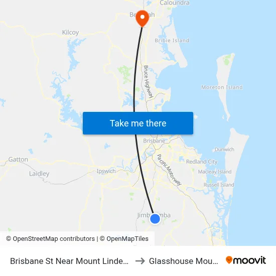 Brisbane St Near Mount Lindesay Hwy to Glasshouse Mountains map