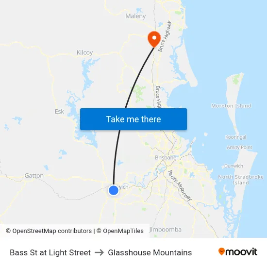 Bass St at Light Street to Glasshouse Mountains map