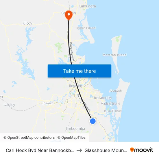 Carl Heck Bvd Near Bannockburn Rd to Glasshouse Mountains map