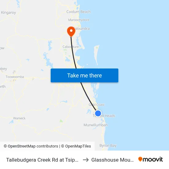 Tallebudgera Creek Rd at Tsipura Drive to Glasshouse Mountains map