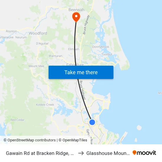 Gawain Rd at Bracken Ridge, Stop 43 to Glasshouse Mountains map