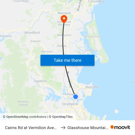 Cairns Rd at Vermilion Avenue to Glasshouse Mountains map