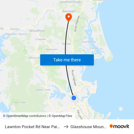 Lawnton Pocket Rd Near Paisley Dr to Glasshouse Mountains map