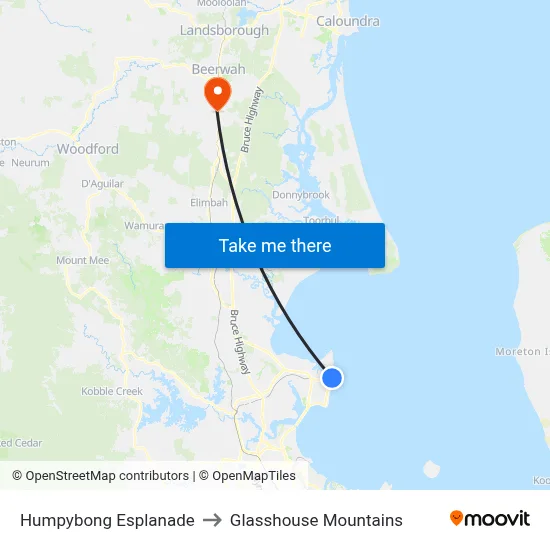 Humpybong Esplanade to Glasshouse Mountains map