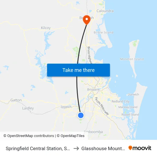 Springfield Central Station, Stop A to Glasshouse Mountains map