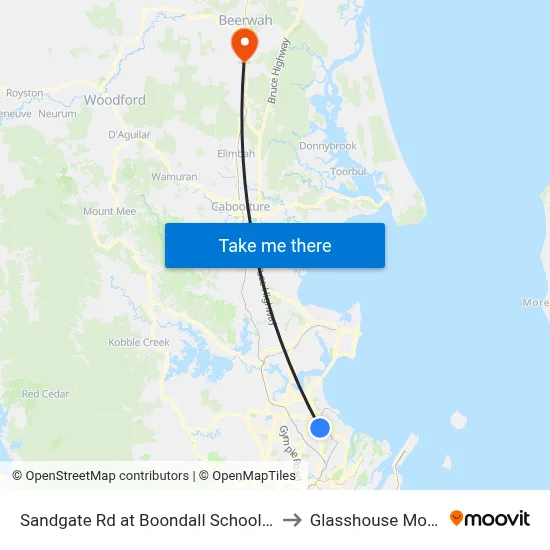 Sandgate Rd at Boondall School, Stop 20/21 to Glasshouse Mountains map