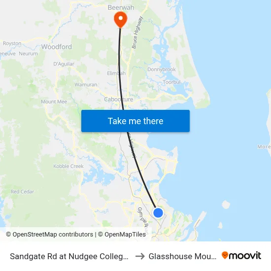 Sandgate Rd at Nudgee College, Stop 17 to Glasshouse Mountains map