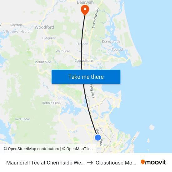 Maundrell Tce at Chermside West, Stop 48 to Glasshouse Mountains map