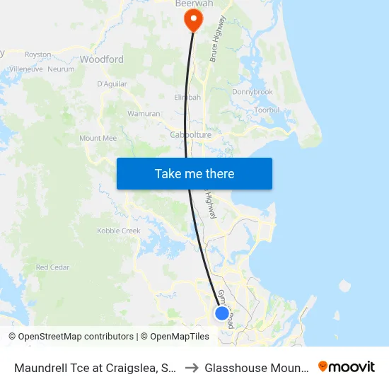 Maundrell Tce at Craigslea, Stop 44 to Glasshouse Mountains map