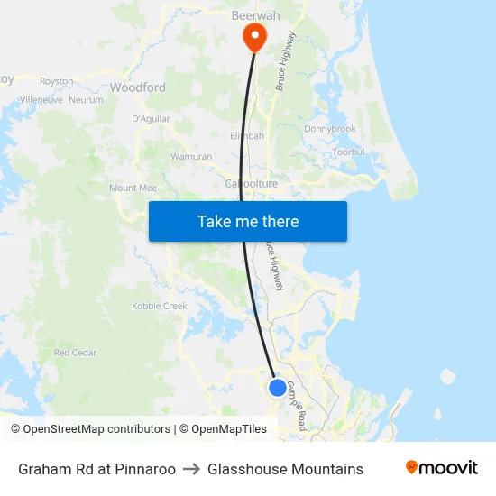 Graham Rd at Pinnaroo to Glasshouse Mountains map