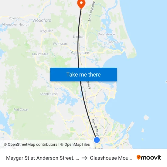 Maygar St at Anderson Street, Stop 21 to Glasshouse Mountains map