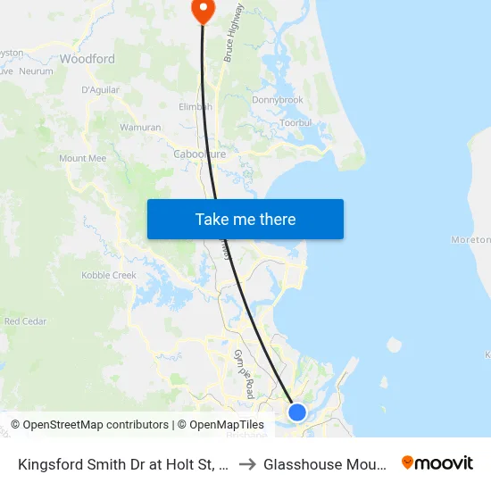 Kingsford Smith Dr at Holt St, Stop 43 to Glasshouse Mountains map
