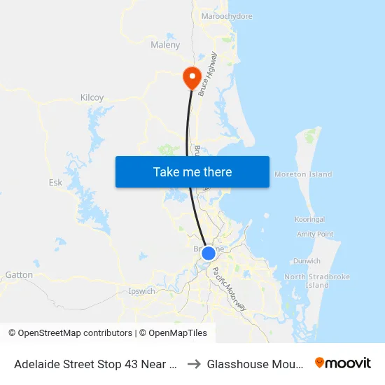 Adelaide Street Stop 43 Near City Hall to Glasshouse Mountains map