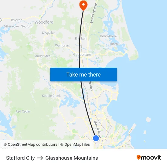 Stafford City to Glasshouse Mountains map