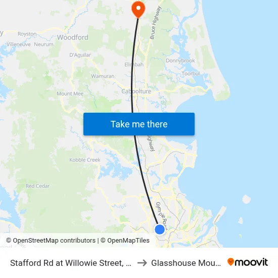Stafford Rd at Willowie Street, Stop 30a to Glasshouse Mountains map