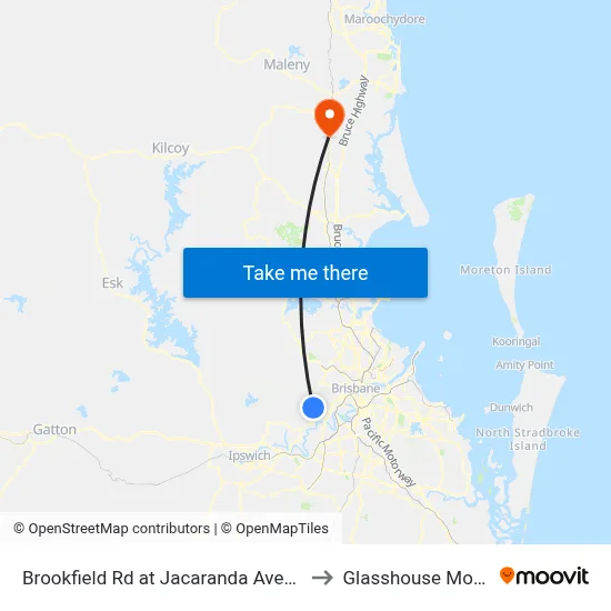 Brookfield Rd at Jacaranda Avenue, Stop 43 to Glasshouse Mountains map