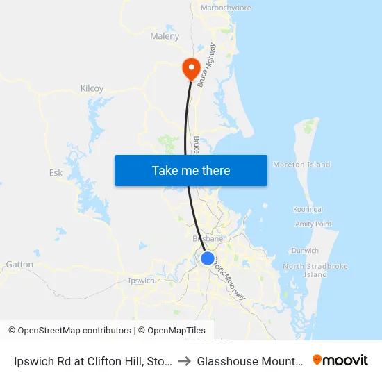 Ipswich Rd at Clifton Hill, Stop 28 to Glasshouse Mountains map