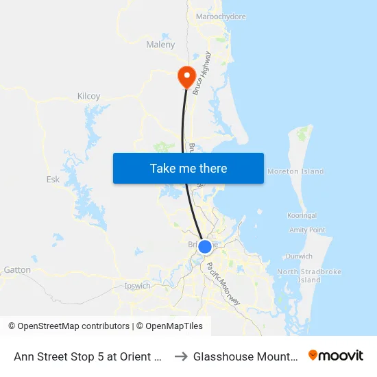 Ann Street Stop 5 at Orient Hotel to Glasshouse Mountains map