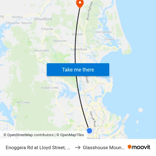 Enoggera Rd at Lloyd Street, Stop 25 to Glasshouse Mountains map