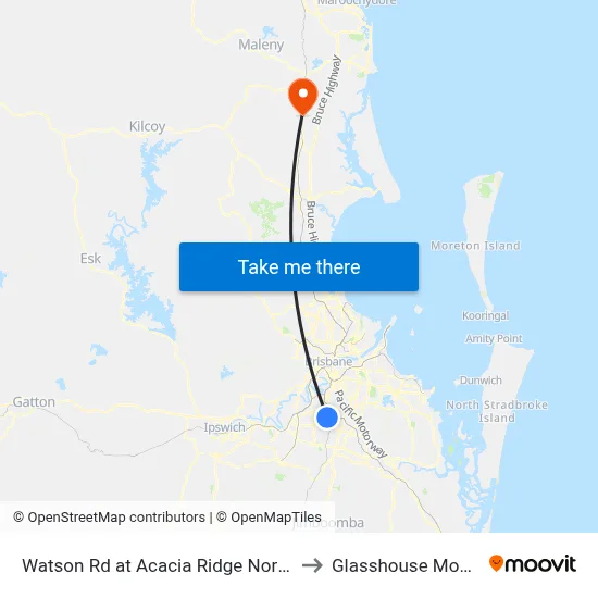 Watson Rd at Acacia Ridge North, Stop 59 to Glasshouse Mountains map