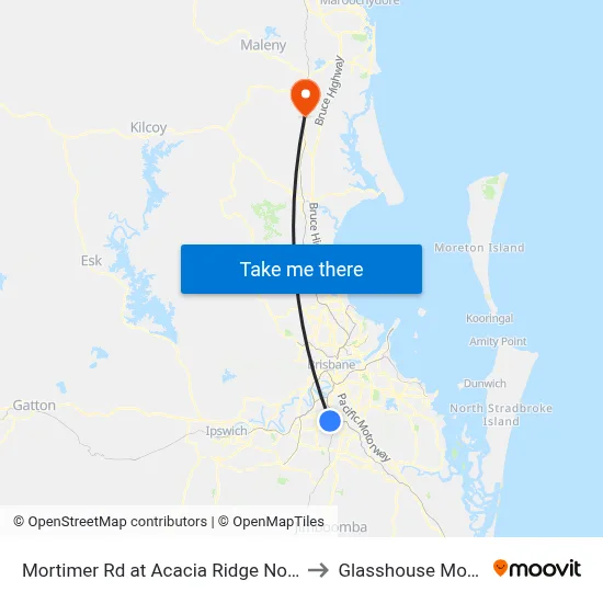 Mortimer Rd at Acacia Ridge North, Stop 59 to Glasshouse Mountains map