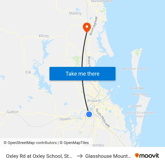 Oxley Rd at Oxley School, Stop 65 to Glasshouse Mountains map