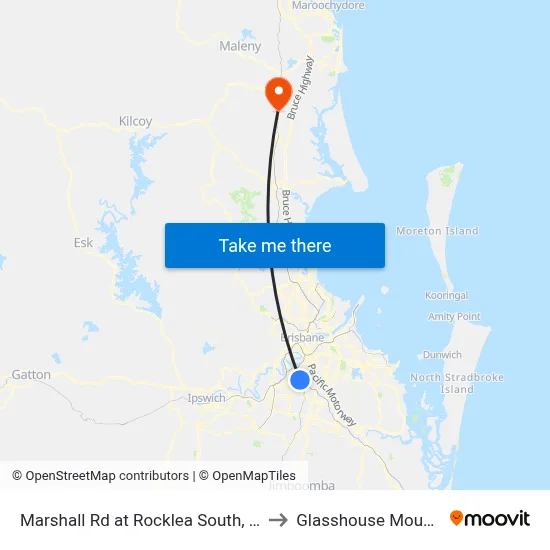 Marshall Rd at Rocklea South, Stop 41 to Glasshouse Mountains map