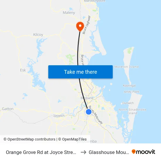 Orange Grove Rd at Joyce Street, Stop 57 to Glasshouse Mountains map