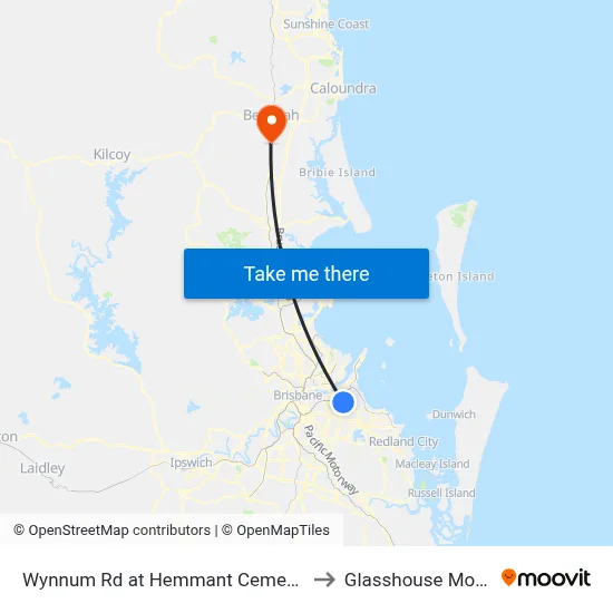 Wynnum Rd at Hemmant Cemetery, Stop 44 to Glasshouse Mountains map