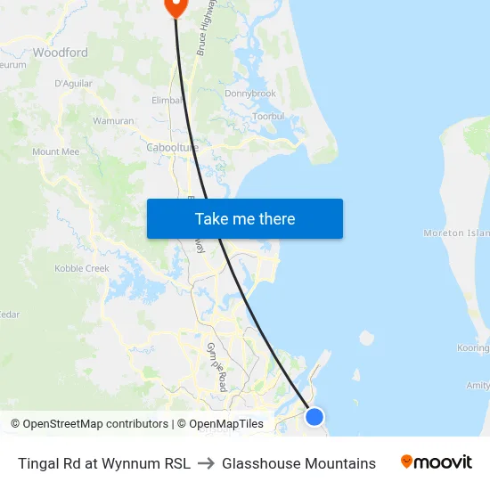 Tingal Rd at Wynnum RSL to Glasshouse Mountains map