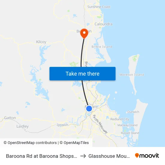 Baroona Rd at Baroona Shops, Stop 7 to Glasshouse Mountains map