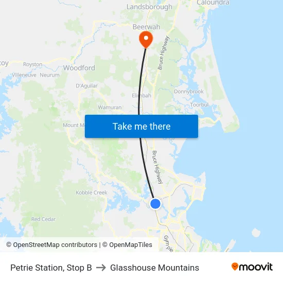 Petrie Station, Stop B to Glasshouse Mountains map