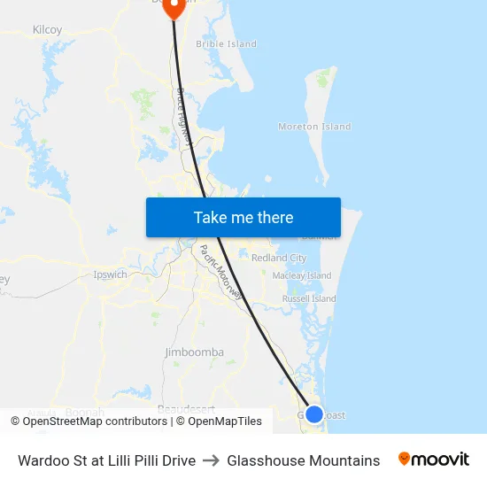 Wardoo St at Lilli Pilli Drive to Glasshouse Mountains map