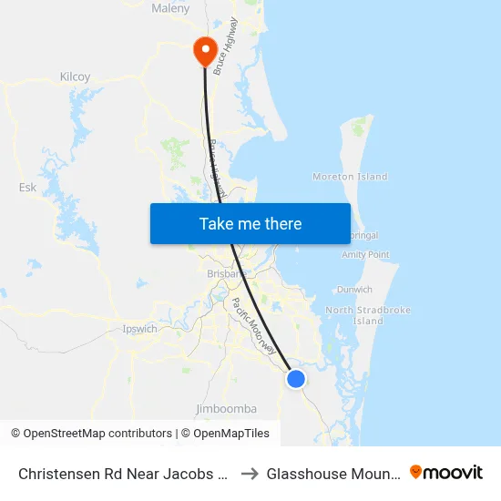 Christensen Rd Near Jacobs Well Rd to Glasshouse Mountains map