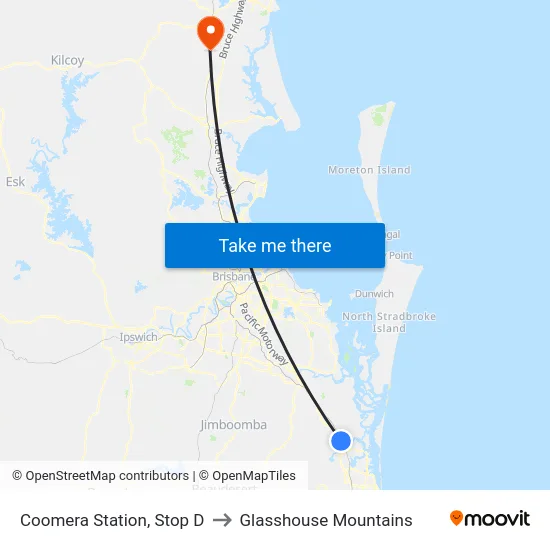 Coomera Station, Stop D to Glasshouse Mountains map