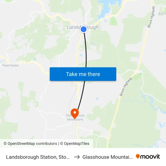 Landsborough Station, Stop A to Glasshouse Mountains map