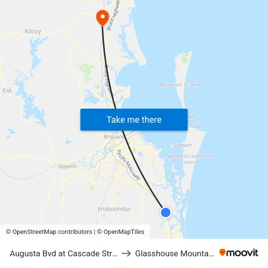 Augusta Bvd at Cascade Street to Glasshouse Mountains map