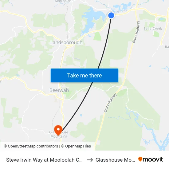 Steve Irwin Way at Mooloolah Connection Rd to Glasshouse Mountains map