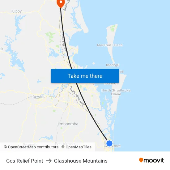 Gcs Relief Point to Glasshouse Mountains map