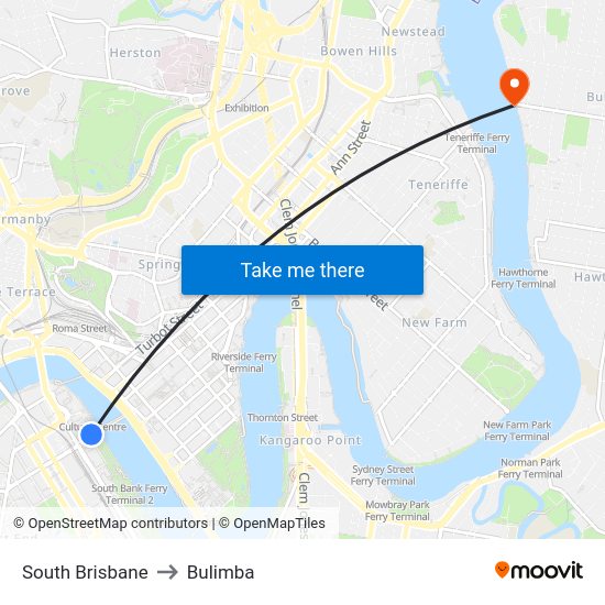Map Of South Brisbane South Brisbane To Bulimba, Brisbane With Public Transportation