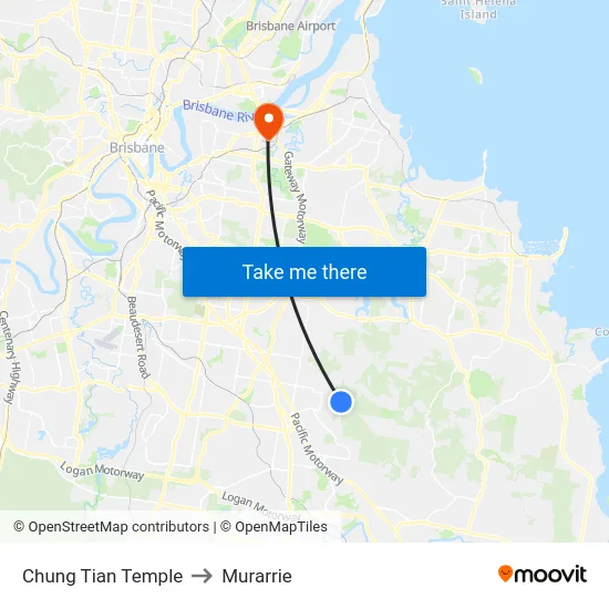 Chung Tian Temple to Murarrie map