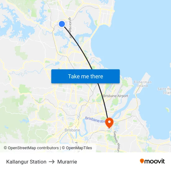 Kallangur Station to Murarrie map